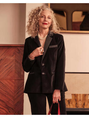 Frances Valentine Tuxedo Jacket Velvet Stretch, $598, NWT, Size XL, #2304